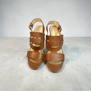 Sole Society Tan Strappy Platform Sandals